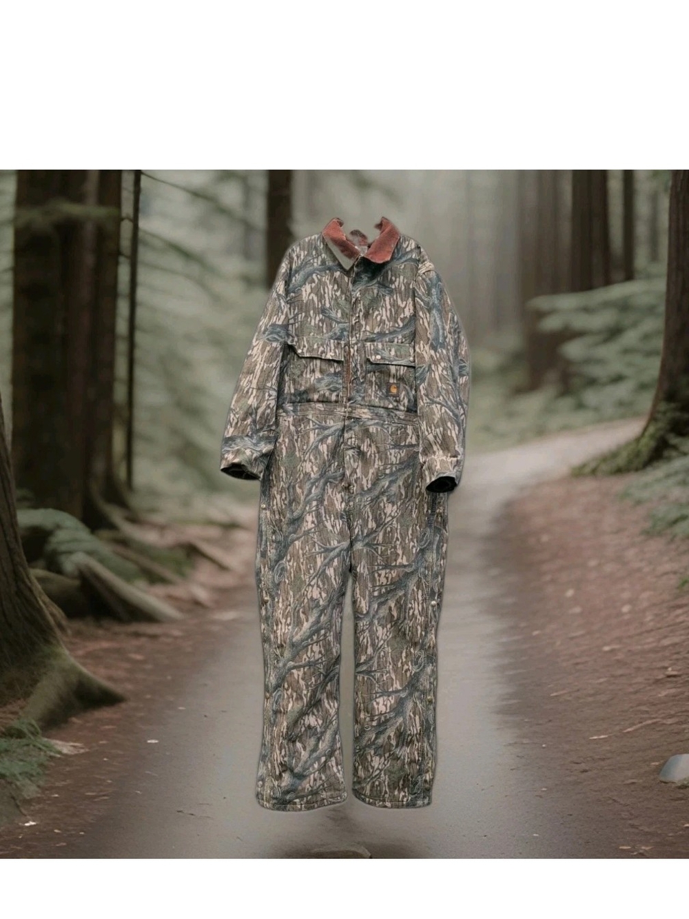 Vtg Carhartt Coveralls Extra Large Mossy Oak Camo Insulated Corduroy Collar USA